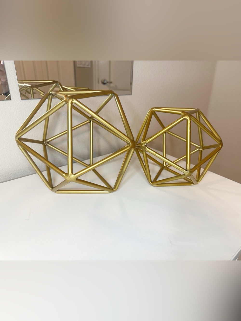 Gold Decorative Metal Geometric Sphere Accent - Gold - Picture 3 of 7